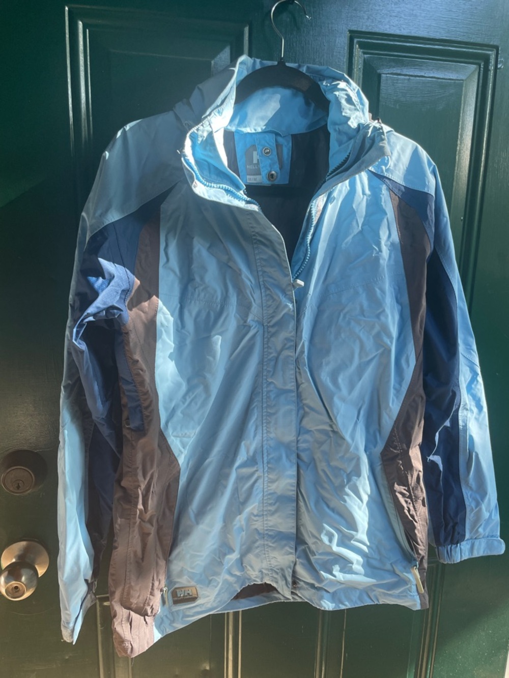 Helly Hansen Light Blue and Navy Hooded Shell Jacket